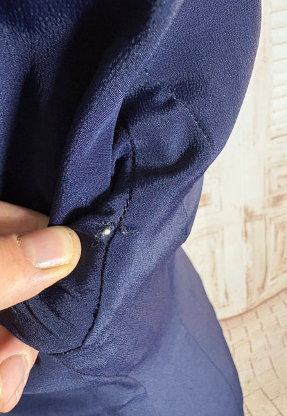 1940s Navy Wool Tailored Jacket – Woven Cream Rope Pattern, Shawl Collar