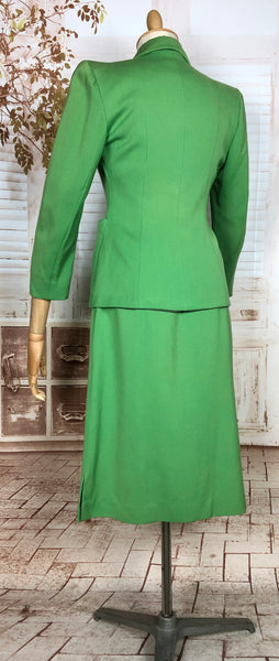 Stunning Apple Green Gabardine 1940s Suit With Button Details