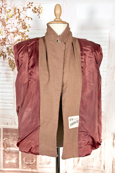 1940s–1950s Camico Boucle Swing Jacket in Cream and Mocha