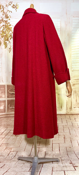 Lipstick Red Late 1940s / Early 1950s Volup Swing Coat By Rothmoor
