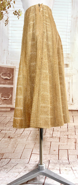 Unusual Late 1940s / Early 1950s Woven Hemp / Raffia Summer Skirt - French Couture