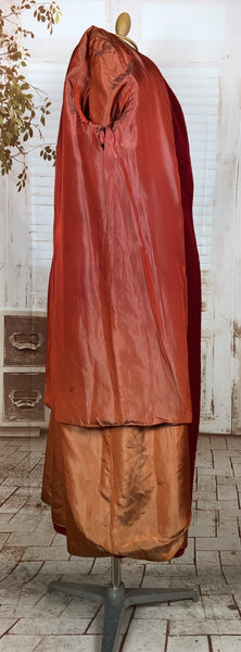 Exquisite Volup Lipstick Red 1940s Boucle Swing Coat With Huge Bishop Sleeves