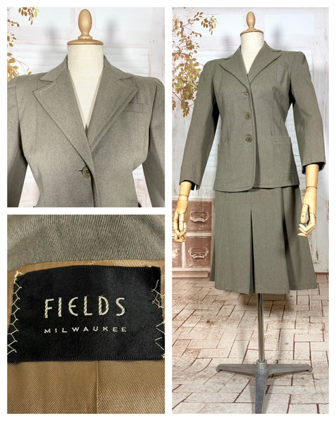 Late 1930s to Early 1940s Warm Grey Wool Skirt Suit – Fields of Milwaukee