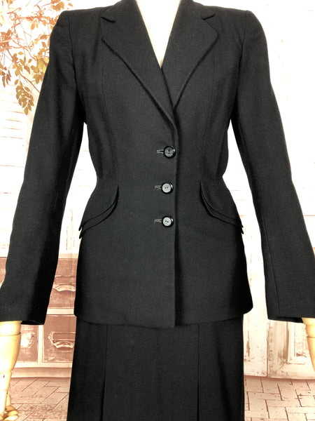 Stunning Original 1940s Vintage Black CC41 Utility Label Skirt Suit