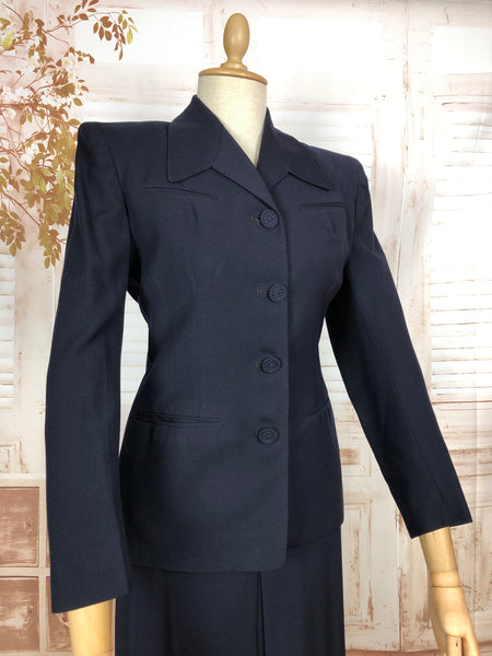 RESERVED FOR AUGGIE - Classic Navy Blue 1940s Suit With Dagger Collar