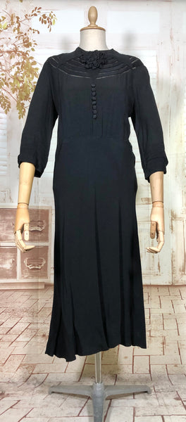 Incredible Avant Garde 1930s Black Evening Dress With Statement Sleeves