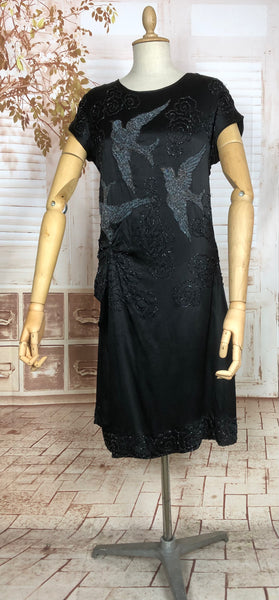 Exceptional Original 1920s Vintage Silk Satin Flapper Dress With Beade Black Sheep Antiques Exceptional Original 1920s Vintage Silk Satin Flapper Dress With Beade Black Sheep Antiques