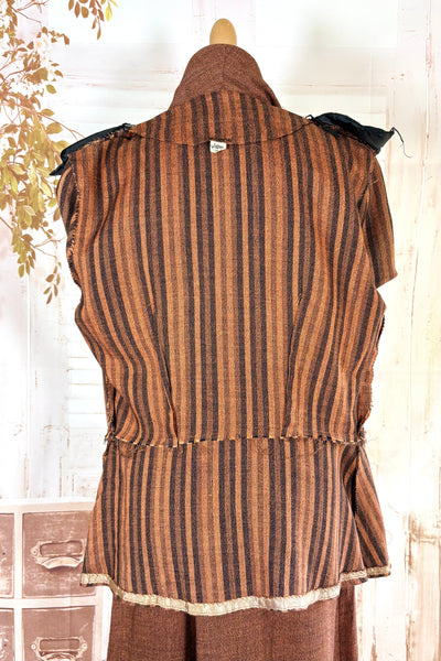 Lightweight Wool 1940s Rust Brown Striped Volup Suit