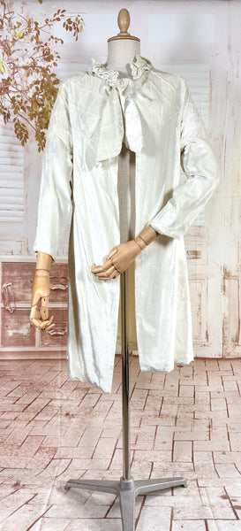 Exquisite Late 1920s / Early 1930s Off White Silk Velvet Opera Coat