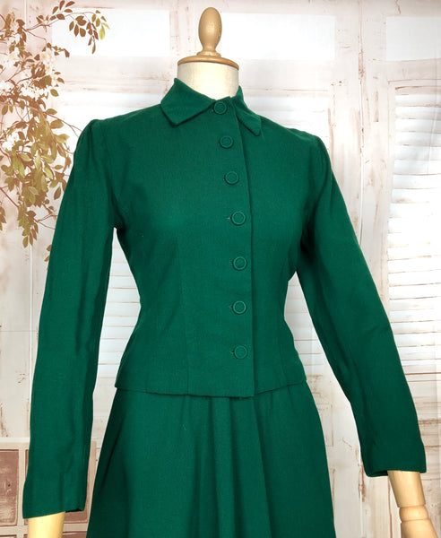 Stunning Original Late 1940s Vintage Forest Green New Look Suit