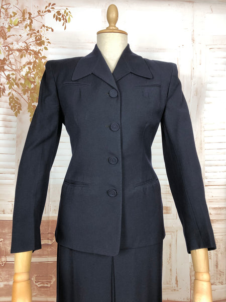 RESERVED FOR AUGGIE - Classic Navy Blue 1940s Suit With Dagger Collar