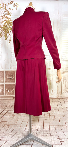 Fabulous Burgundy Red Double Breasted 1940s Skirt Suit