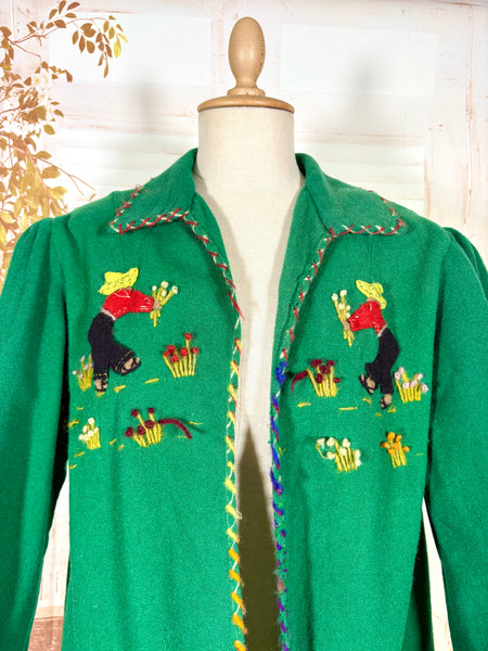 Amazing 1940s Green Mexican Tourist Jacket