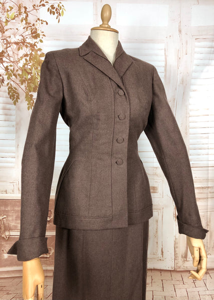 Gorgeous Milk Chocolate Brown 1940s Skirt Suit - Made in California