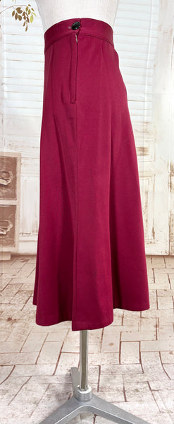 Fabulous Burgundy Red Double Breasted 1940s Skirt Suit