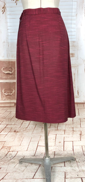 Stunning 1940s Striped Red Faille Suit By Lampl