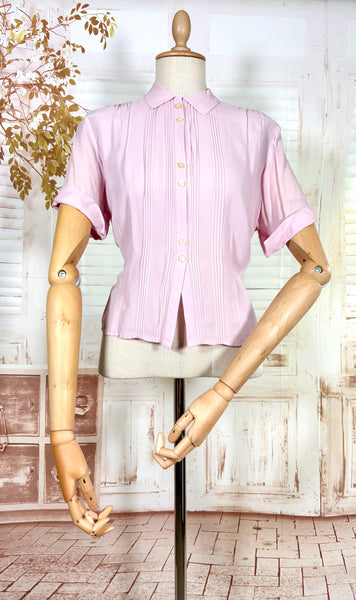 Lilac 1940s Pin Tuck Blouse By Bourne & Hollingsworth