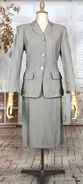 Beautiful Original Late 1940s / Early 1950s Micro Check Houndstooth Suit Life Savers By Kirkland Hall