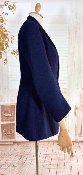 Rare Edwardian / 1910s Navy Blue Riding Coat With Asymmetric Closure