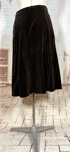 Unusual Chocolate Brown Velvet Late 1930s / Early 1940s Ski Sport Suit With Zip Front