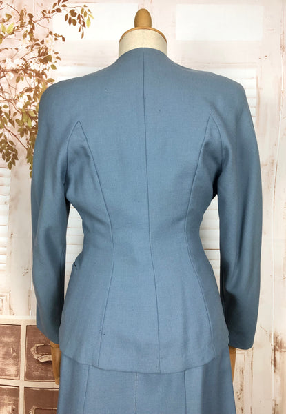 Stunning Periwinkle Blue 1940s Suit With Rouleau Waist Tie