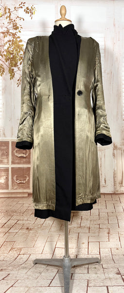 Classic Double Breasted Black 1940s Coat With Cinched Belt Back