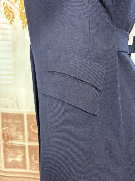 Early 1940s Navy Blue Fitted Wartime Princess Coat
