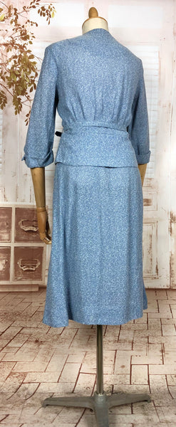 Wonderful Late 1940s Sky Blue Belted Skirt Suit