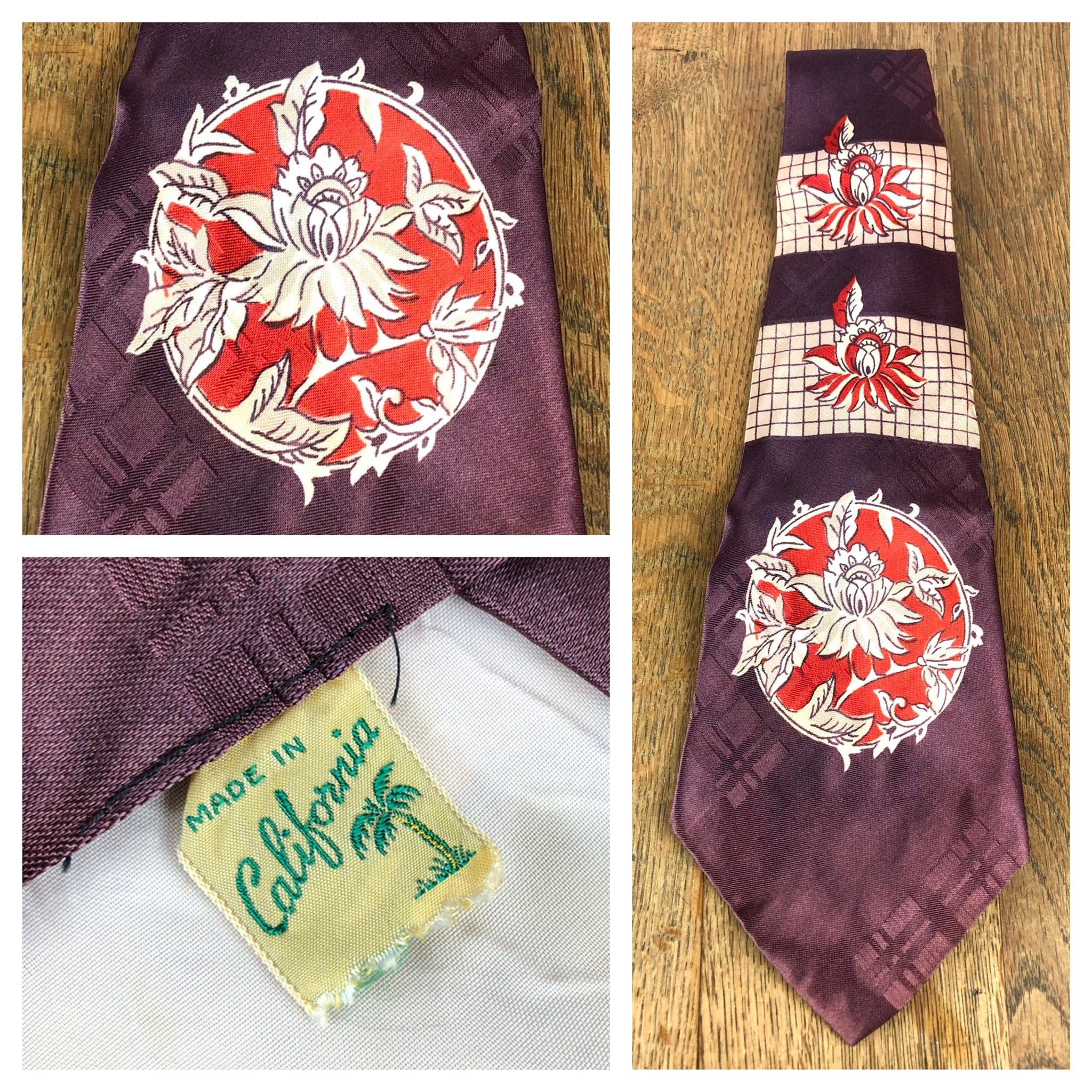 Original 1940s American Rayon Swing Tie Made In California