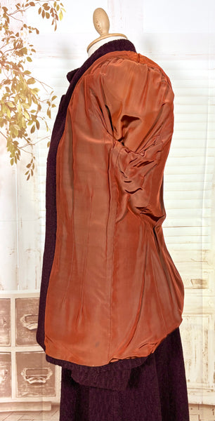 Magical 1940s Plum Purple Textured Suit With Spiderweb Buttons