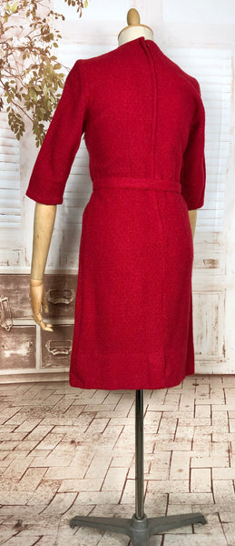 Rare Red Wool Late 1940s / Early 1950s Dress By Hollywood Premiere