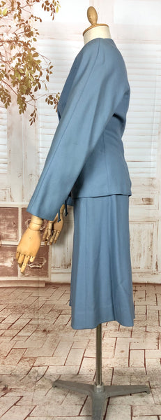 Stunning Periwinkle Blue 1940s Suit With Rouleau Waist Tie