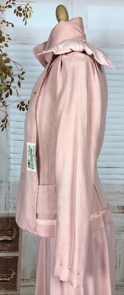 Amazing Original 1940s Vintage Blush Pink Summer Suit By Betty Rose