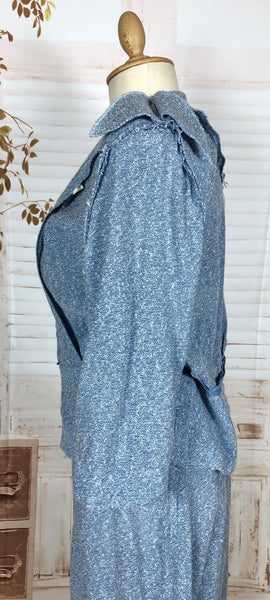 Wonderful Late 1940s Sky Blue Belted Skirt Suit