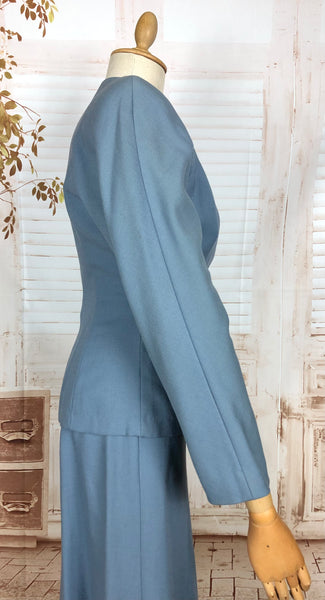 Stunning Periwinkle Blue 1940s Suit With Rouleau Waist Tie
