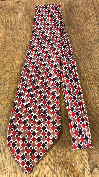 1950s Red, Tan & Burgundy Diamond Check Rayon Tie – Elder's, Dayton