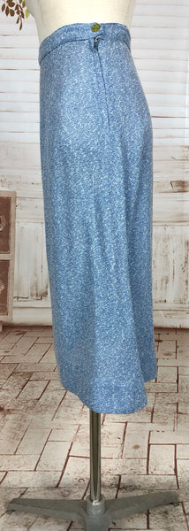 Wonderful Late 1940s Sky Blue Belted Skirt Suit