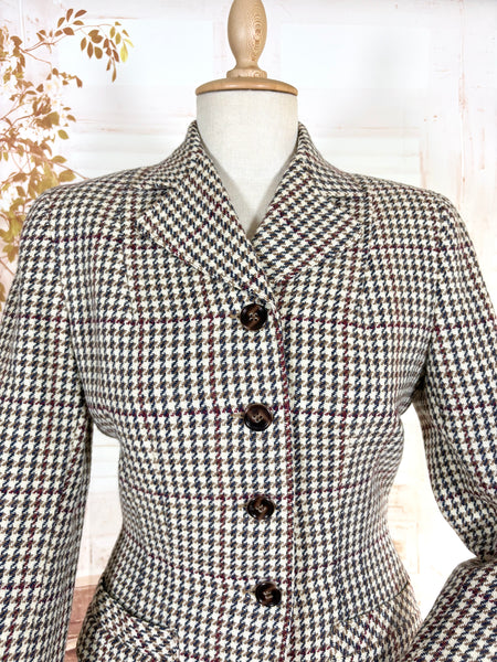 1940s Peck & Peck Houndstooth Scottish Wool Skirt Suit