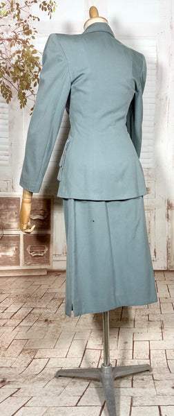 Exceptional Duck Egg Blue Tiered 1940s Suit