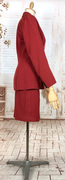 Stunning Original 1940s Vintage Deep Rust Red Skirt Suit