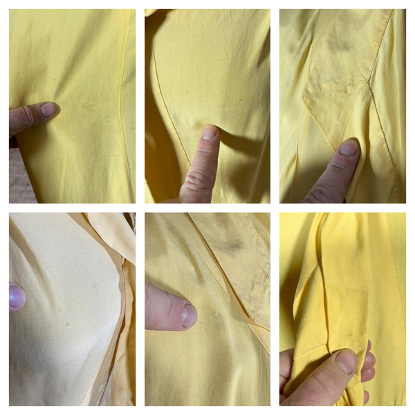 1930s Sunshine Yellow Tie-Neck Day Dress