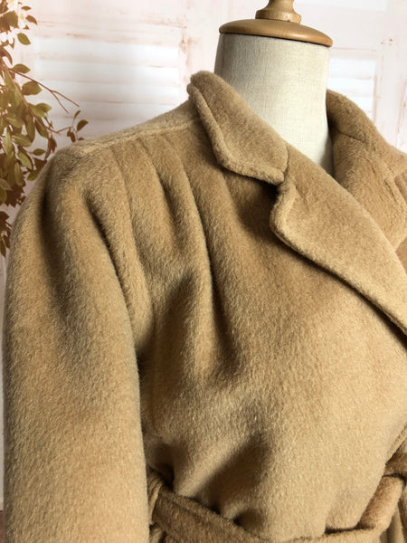 LAYAWAY PAYMENT 1 OF 2 - RESERVED FOR KARINA - Exquisite Original 1940s Vintage Tan Wool Belted Wrap Coat