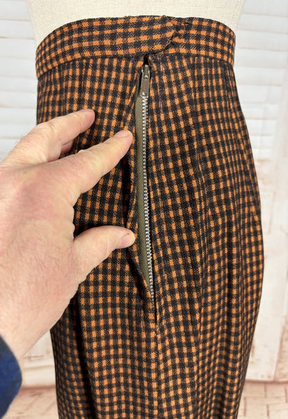 1940s Pumpkin Orange Check Skirt Suit – Tailored Hourglass Silhouette