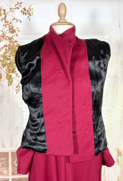 Fabulous Burgundy Red Double Breasted 1940s Skirt Suit