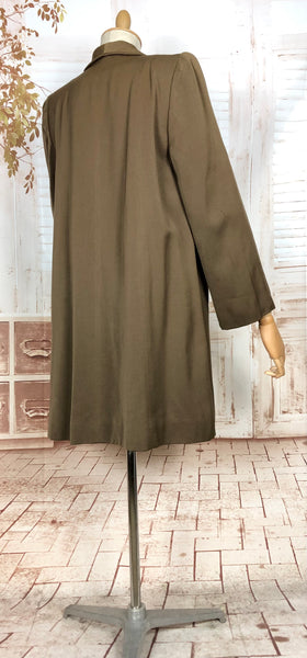 Wonderful 1940s Milk Chocolate Brown Gabardine Coat