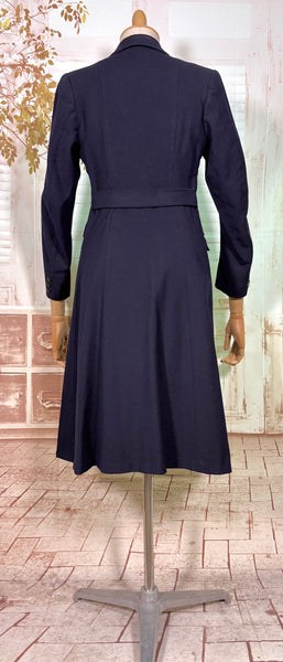 Early 1940s Navy Blue Fitted Wartime Princess Coat