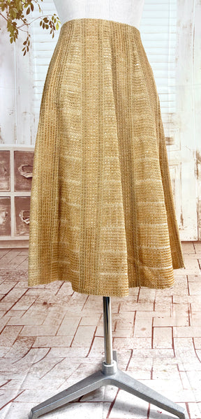Unusual Late 1940s / Early 1950s Woven Hemp / Raffia Summer Skirt - French Couture