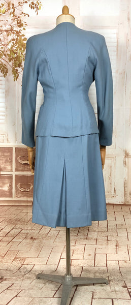 Stunning Periwinkle Blue 1940s Suit With Rouleau Waist Tie