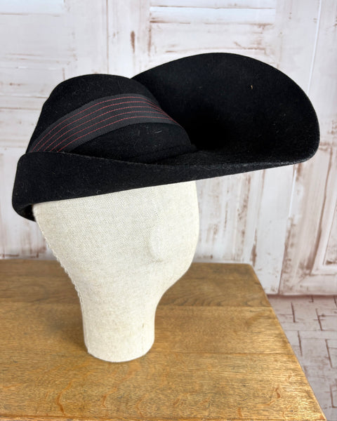 Magnificent Huge Black Late 1930s / Early 1940s Sculptural Hat