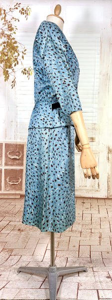 Late 1940s / Early 1950s Blue Print Dress Suit